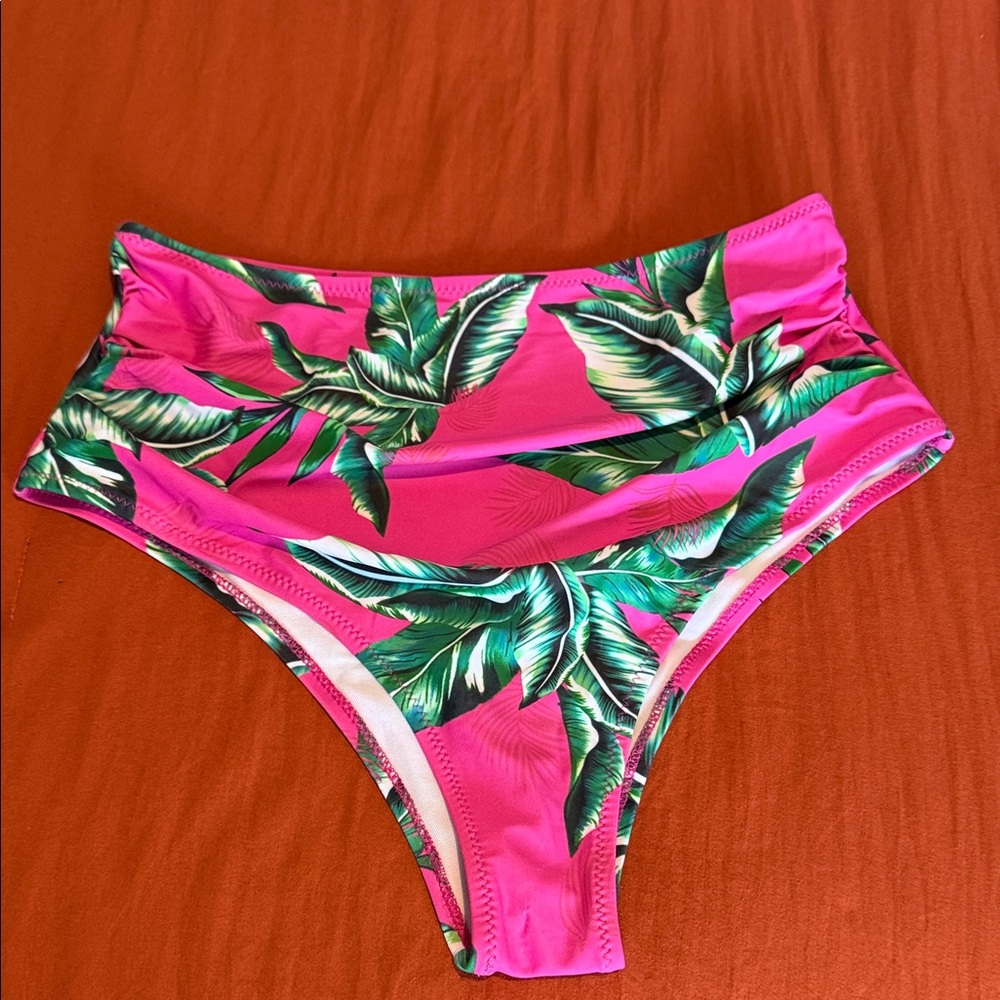 Tropical Pink High-Waisted Bikini Bottom